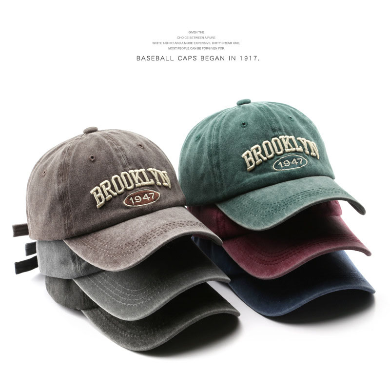 Baseball Cap Structured - Retro brooklyn Letter Embroidery Baseball Caps