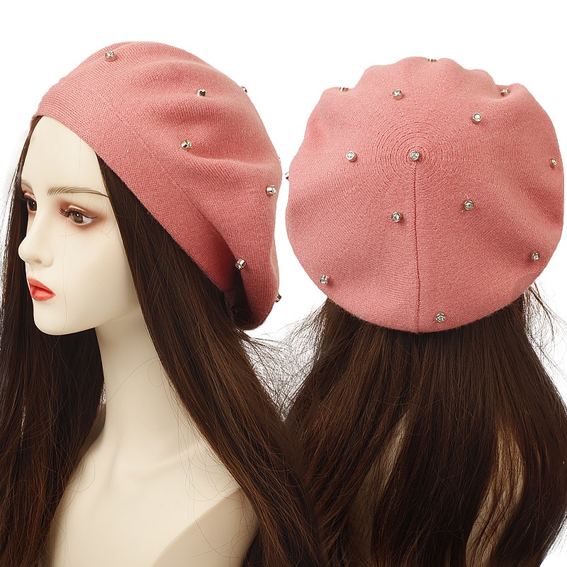 Women's Colour Rhinestones Ber - Beret French Wool reseña y precio