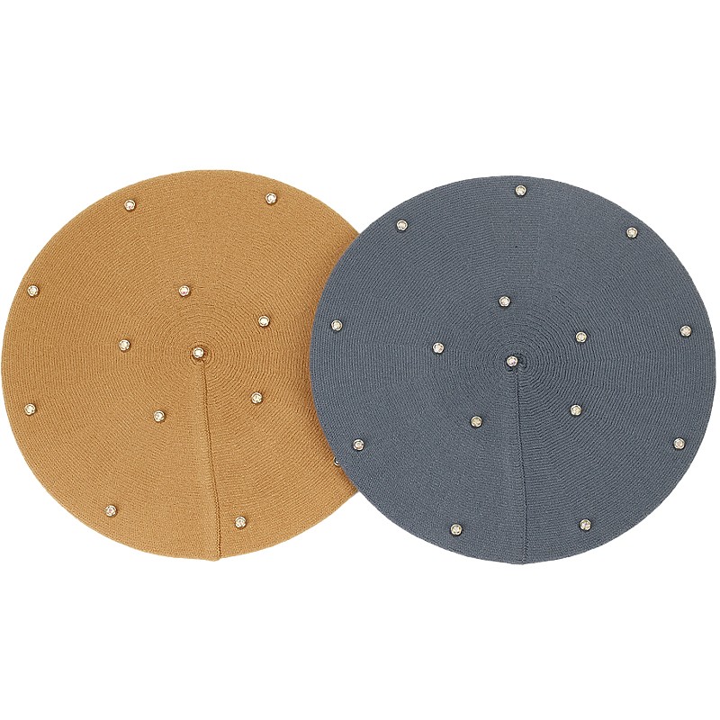 Women's Colour Rhinestones Ber - Beret French Wool reseña y precio