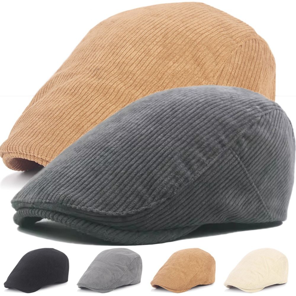 Retro Solid Color Corduroy Ber - Newsboy Cap Ivy reseña y precio