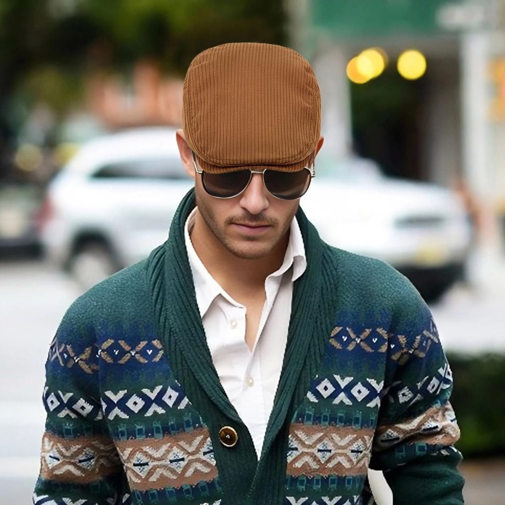 Retro Solid Color Corduroy Ber - Newsboy Cap Ivy reseña y precio