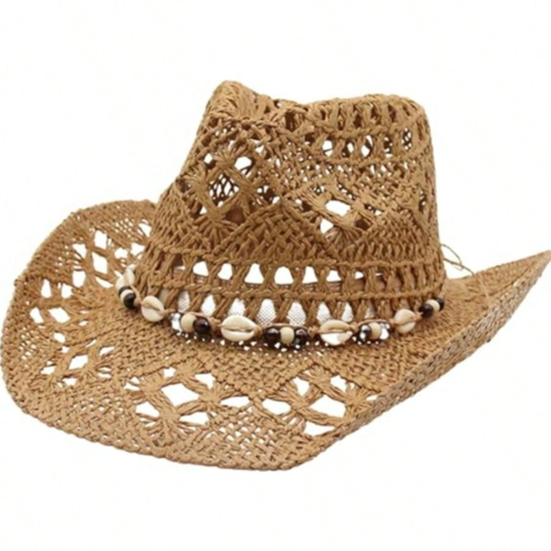 1pc Boho Shell Hollow Out Stra - Cowboy Hat Straw reseña y precio