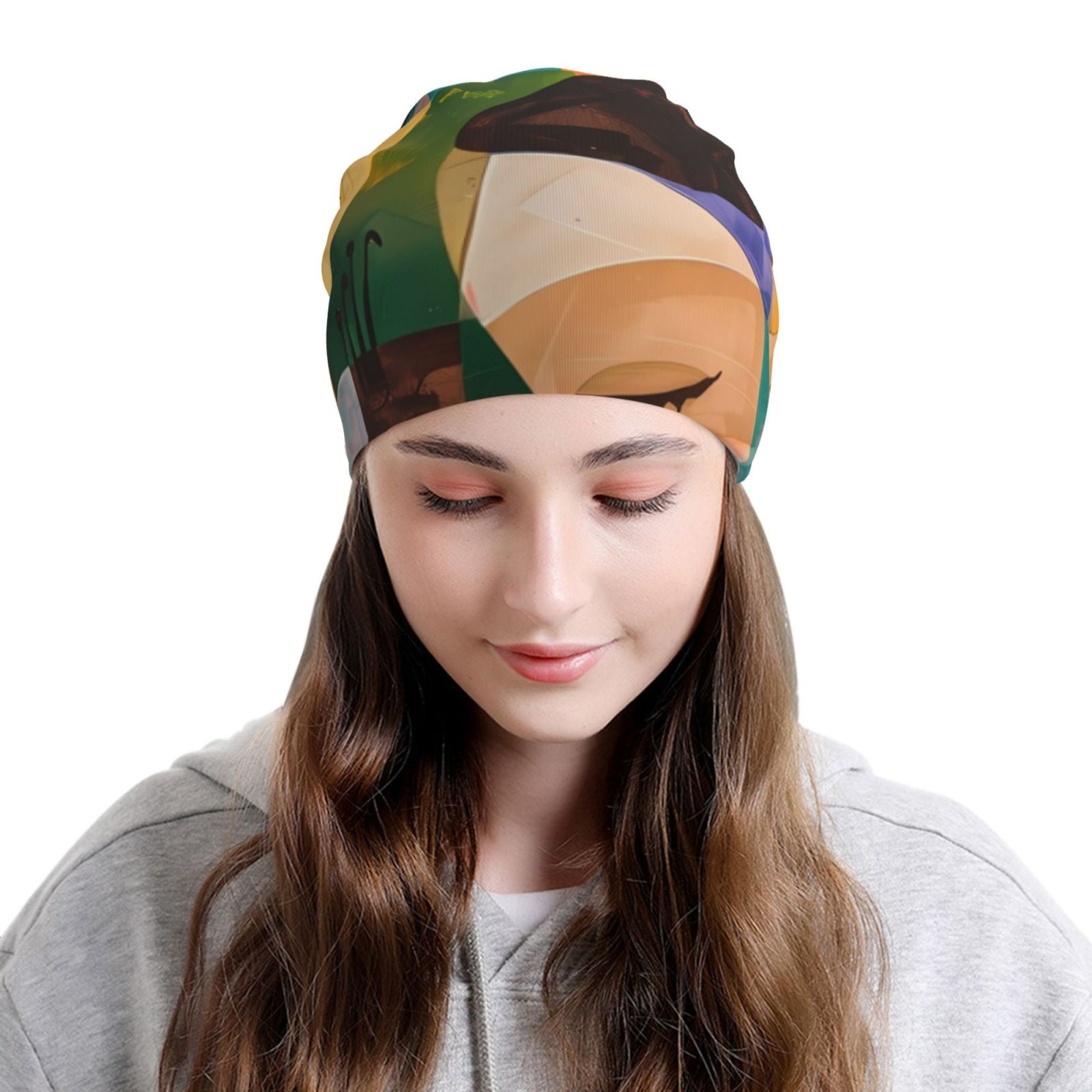Abstract Musical Faces Printed - Beanie Cuffed Knit reseña y precio