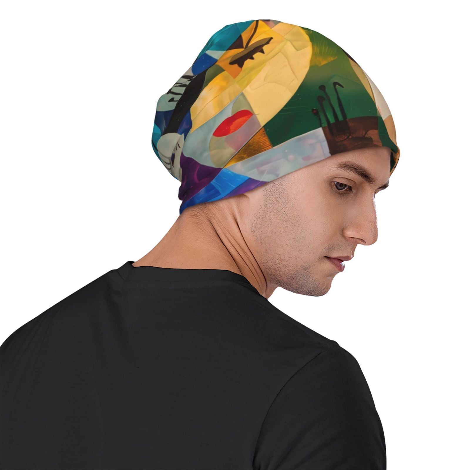 Abstract Musical Faces Printed - Beanie Cuffed Knit reseña y precio