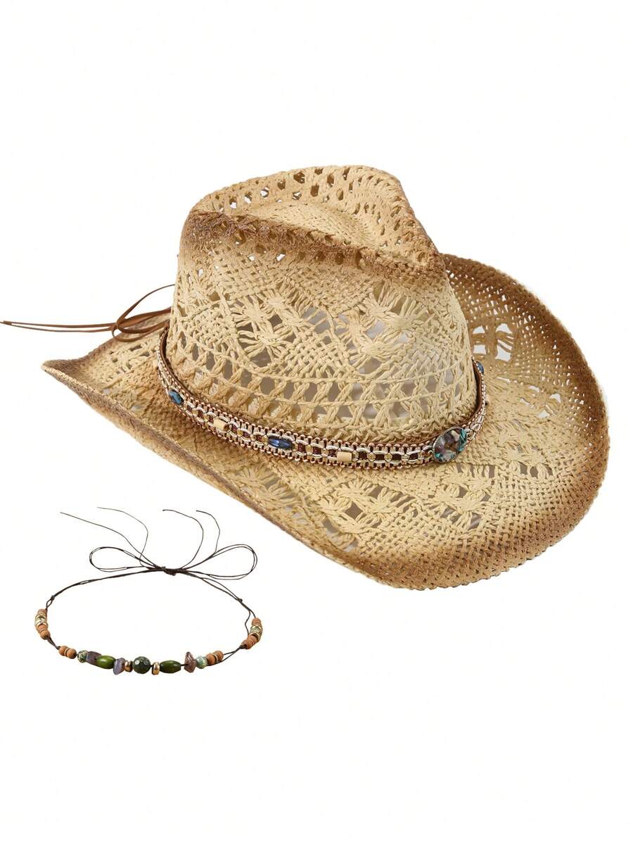 Unisex Straw Cowboy Hat With B - Cowboy Hat Straw reseña y precio