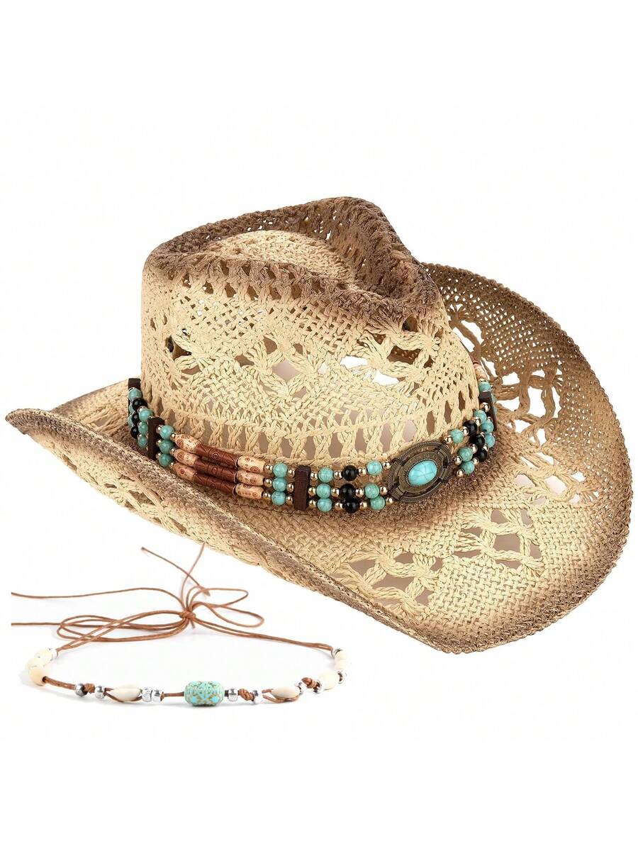 Unisex Straw Cowboy Hat With B - Cowboy Hat Straw reseña y precio