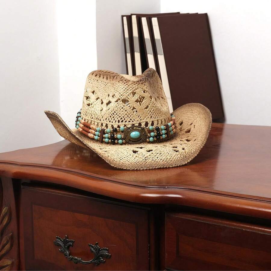 Unisex Straw Cowboy Hat With B - Cowboy Hat Straw reseña y precio