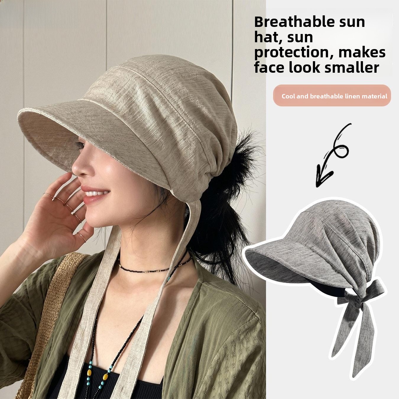 Summer Linen Women's Hat with  - Sun Hat Wide Brim reseña y precio