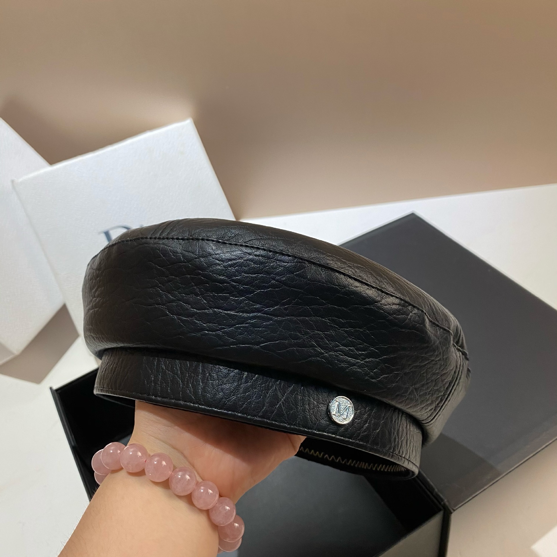 PU Leather Beret Caps Women Fa - Snapback Hat Flat reseña y precio
